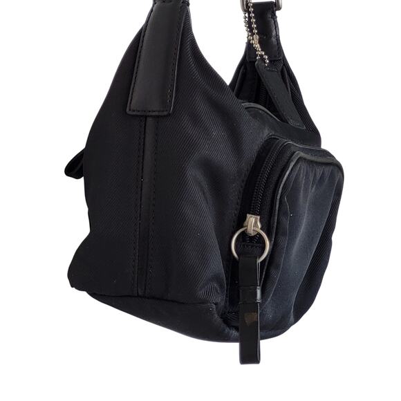 Coach Mercer Black Leather and Canvas Mini Hobo Pouch Shoulder Bag Y2K Authentic - Picture 3 of 12